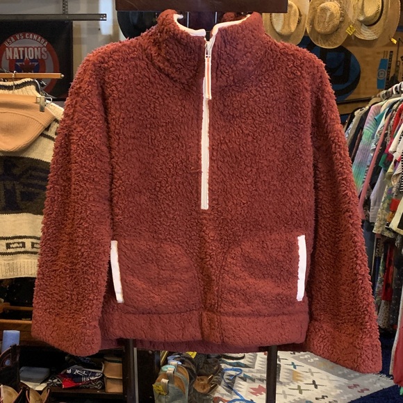 Anthropologie Sweaters - Cozy Kids Sherpa Jacket - Maroon